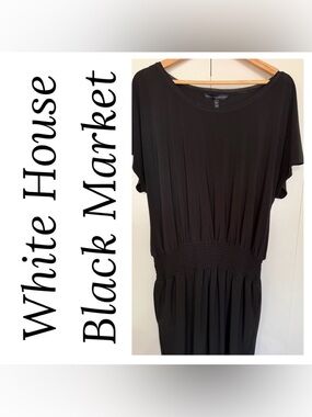 White House Black Market Black Smocked-Waist Midi Dress